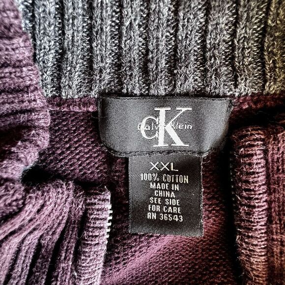 Calvin Klein Dark purple Long Sleeve Pullover Zip Mock Neck Sweater plus XXL - Picture 5 of 7